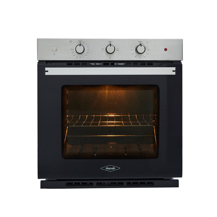 Horno eléctrico de 60 cm inoxidable con vidrio color negro de 120 voltios marca Haceb