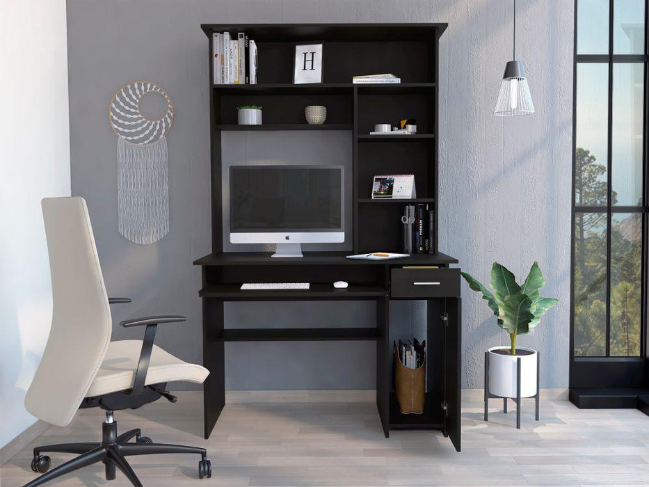 Escritorio Hucth, Wengue, con Un Cajón Deslizable y Puerta Batiente