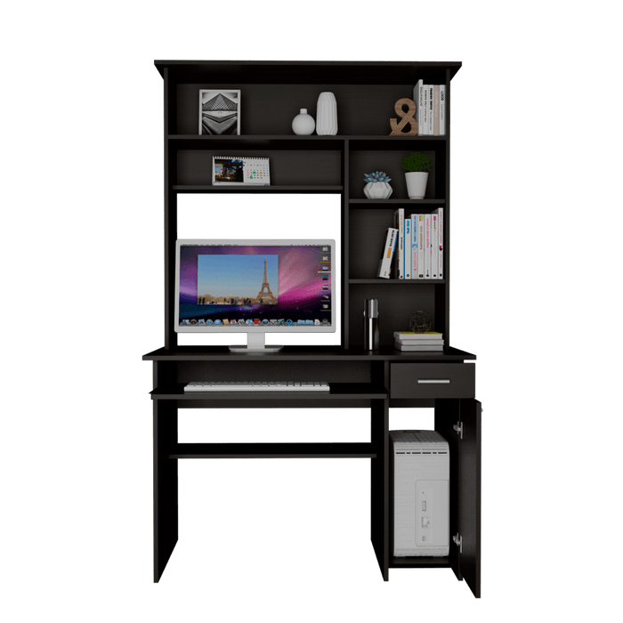 Escritorio Hucth, Wengue, con Un Cajón Deslizable y Puerta Batiente