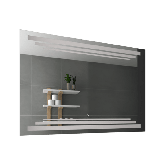 Espejo Rectangular Barú, Gris, con Luz Led y Botón Touch
