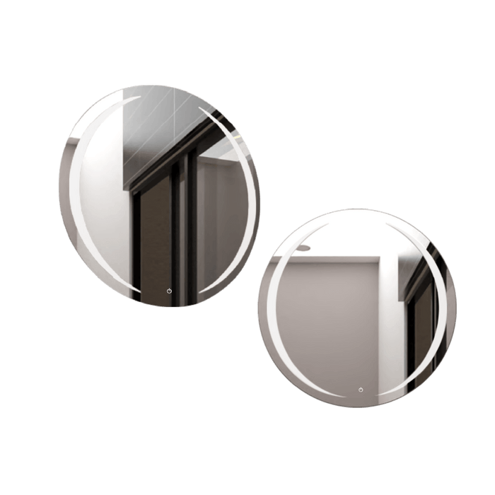 Espejo Circular Oliver, Gris, con Luz Led y Touch X2 Unidades