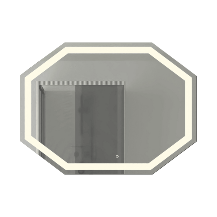 Espejo Hexagonal Mizu, Gris, con Luz Led y Botón Touch