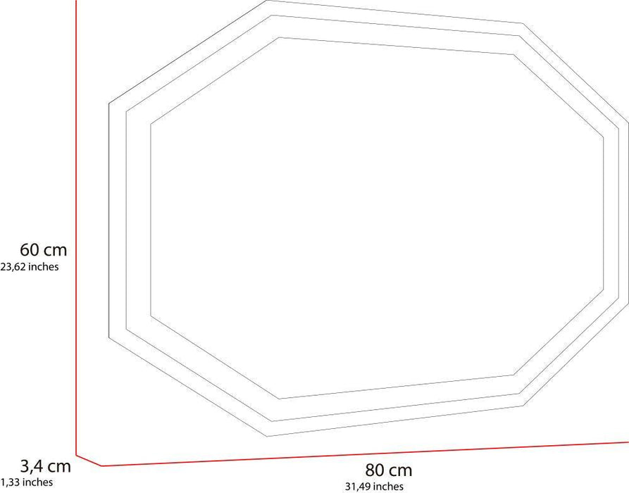 Espejo Hexagonal Mizu, Gris, con Luz Led
