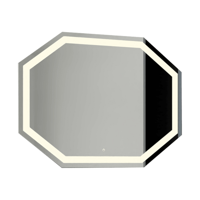 Espejo Hexagonal Mizu, Gris, con Luz Led y Botón Touch