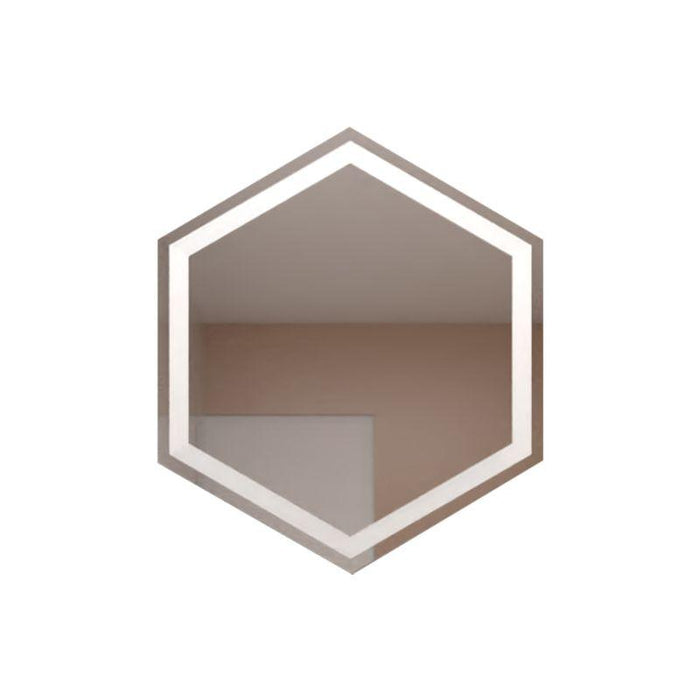 Espejo Hexagonal Wolf, Gris, con Luz Led