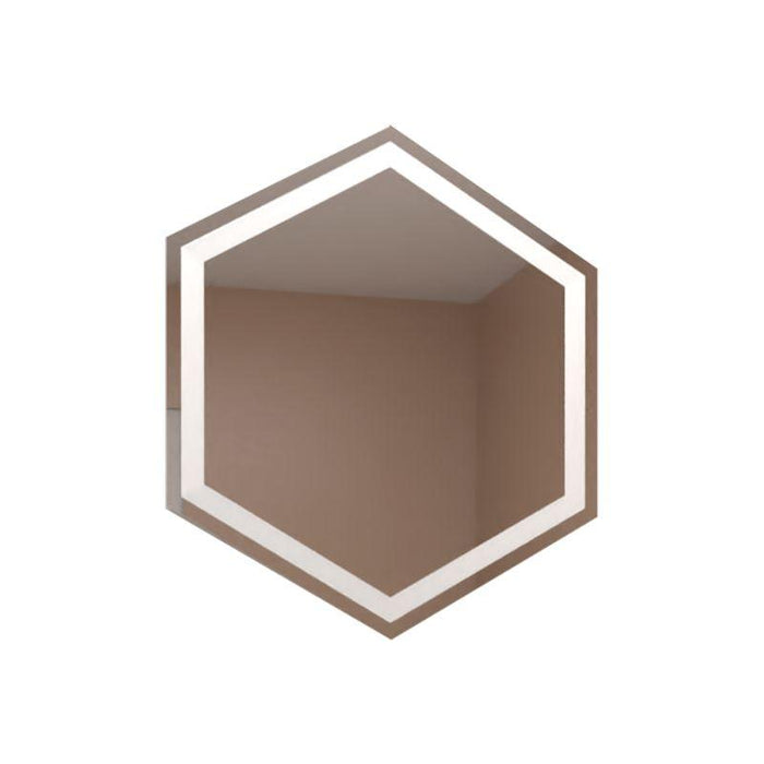 Espejo Hexagonal Wolf, Gris, con Luz Led