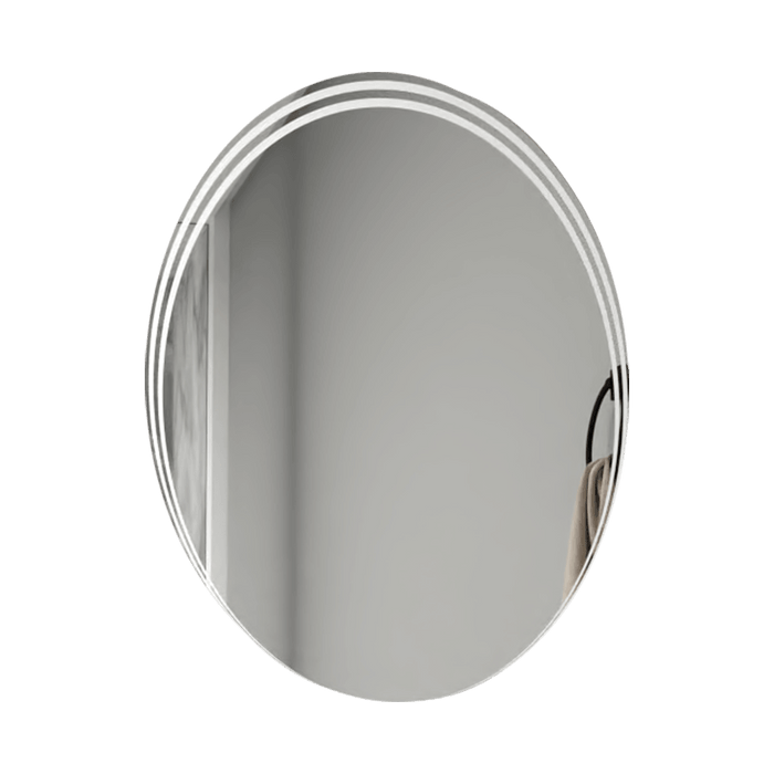 Espejo Ovalado Zahara, Gris, con Líneas Curvas En Samdblasting