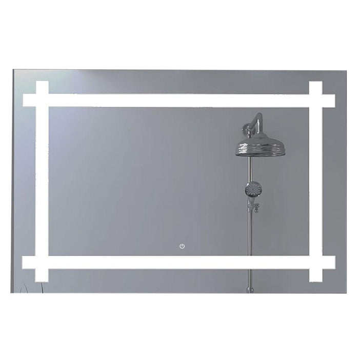 Espejo Rectangular Broni, Gris, con Luz Led y Botón Touch