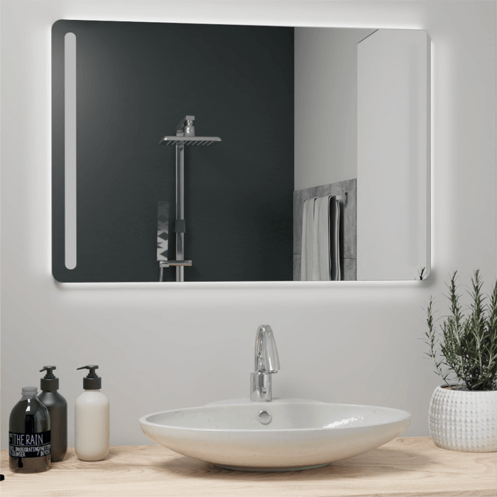 Espejo Rectangular Broni, Gris, con Luz Led