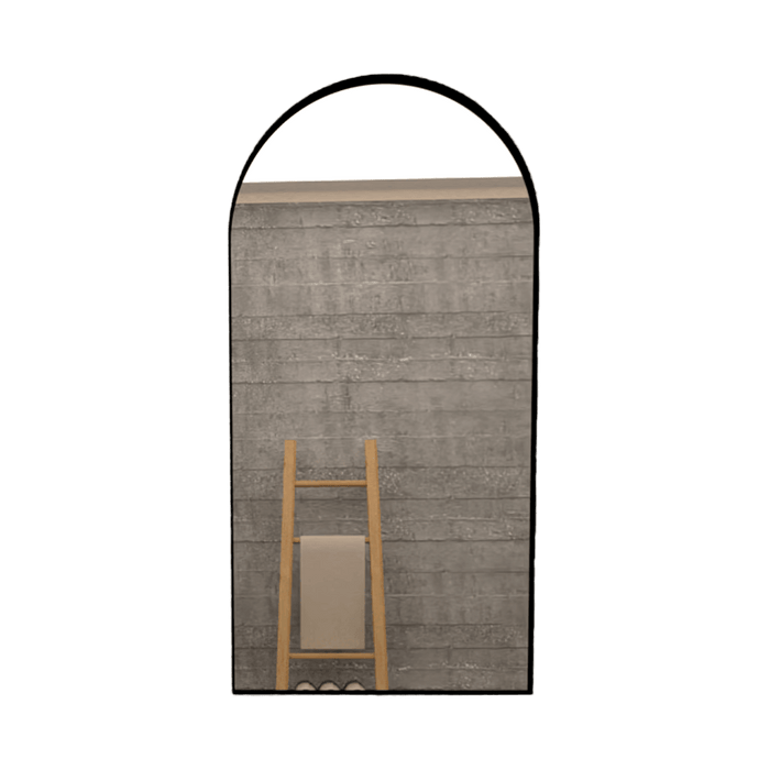 Espejo Rectangular Marsella, Negro, con Extremo Superior Curvo y En Estructura Metálica