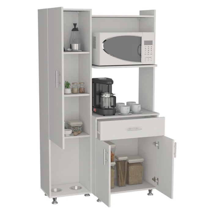 Alacena Multiusos Panter Eco, Kronos Blanco, Una puerta abatible y variedad de entrepaños ZF