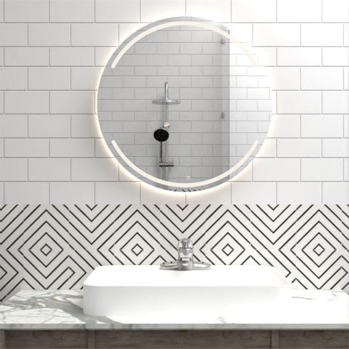 Espejo Circular Dallas, Gris, con Luz Led - Sensor