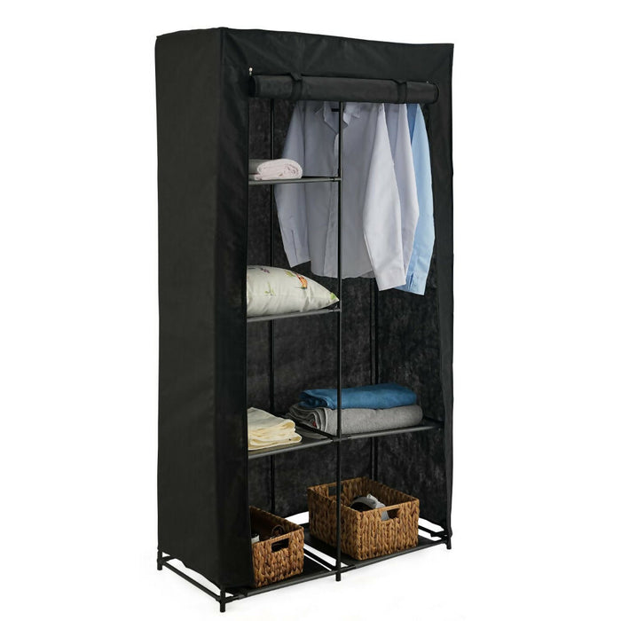 Clóset Organizador Ena, Negro, en Tela con Variedad de Entrepaños