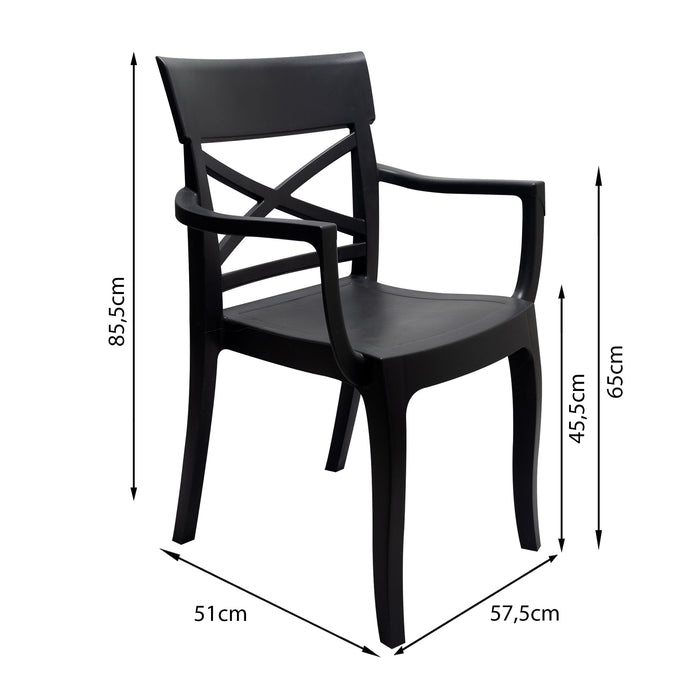 Set de 4 sillas exterior florencia con brazos grafito  marca Boxbit