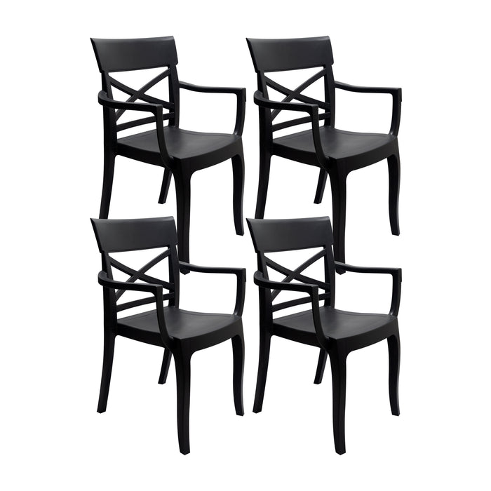 Set de 4 sillas exterior florencia con brazos grafito  marca Boxbit