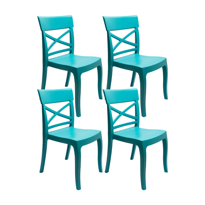 Set de 4 sillas exterior florencia sin brazos turquesa  marca Boxbit