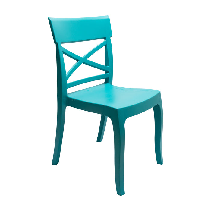 Set de 4 sillas exterior florencia sin brazos turquesa  marca Boxbit