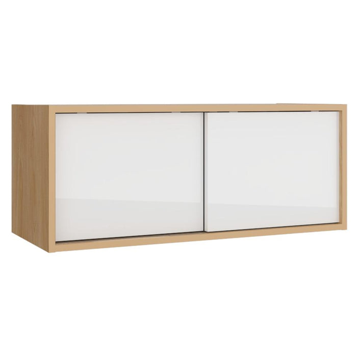 Gabinete Auxiliar Tanix, Fresno Europeo y Blanco, con Dos Puertas Corredizas