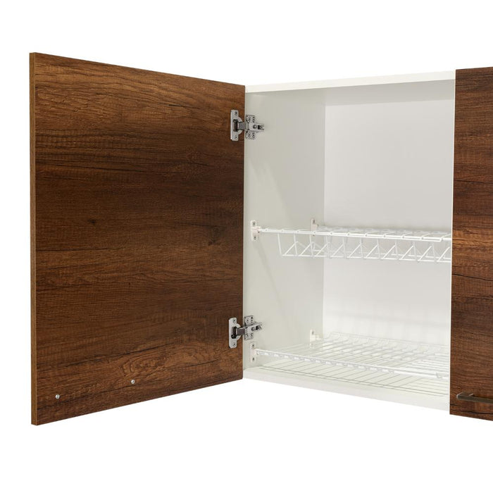 Gabinete Superior Ursa, Blanco y Cobre, con Múltiples Entrepaños Para Almacenamiento