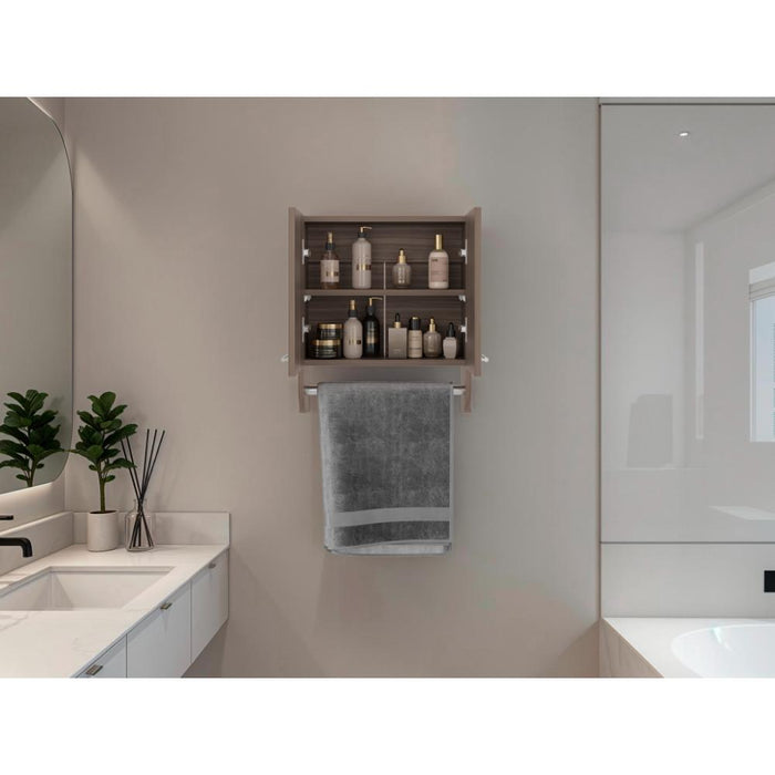 Gabinete de Baño Lupek, Avellana, Con tubo y manija metálicas
