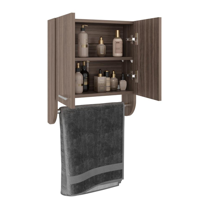 Gabinete de Baño Lupek, Avellana, Con tubo y manija metálicas