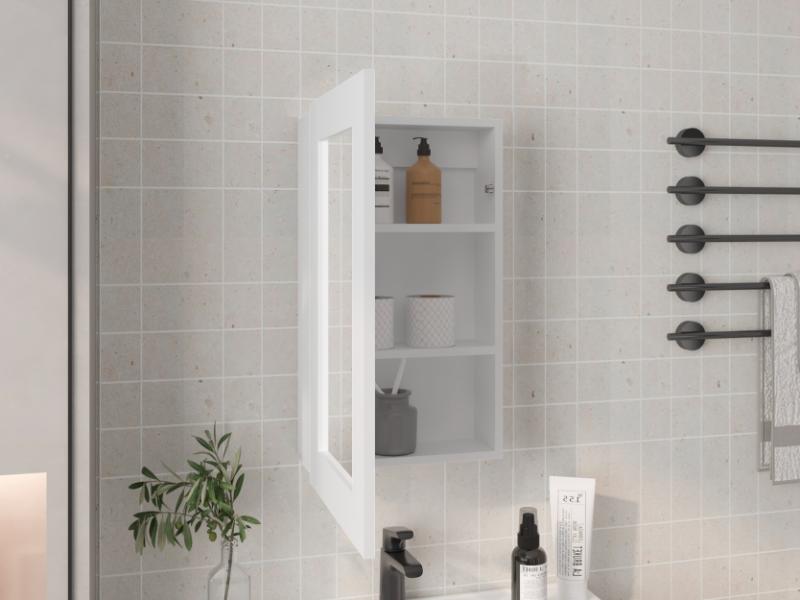 Gabinete de Baño Cary, Blanco, con Puerta Espejo y Tres Entrepaños ZF