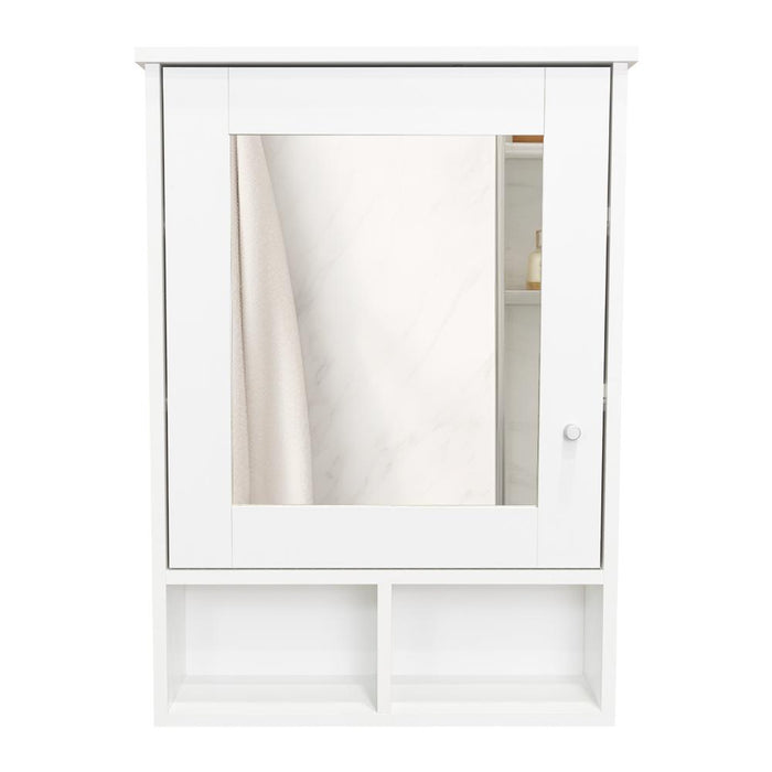 Gabinete de Baño Egeo, Blanco Duqueza, con Puerta Espejo y Tres Entrepaños Para Ubicar Objetos ZF