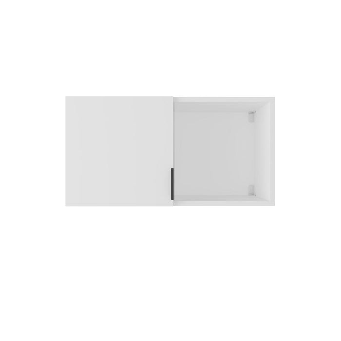 Gabinete de Baño Kase, Kronos Blanco, con una puerta abatible con manija metalica ZF