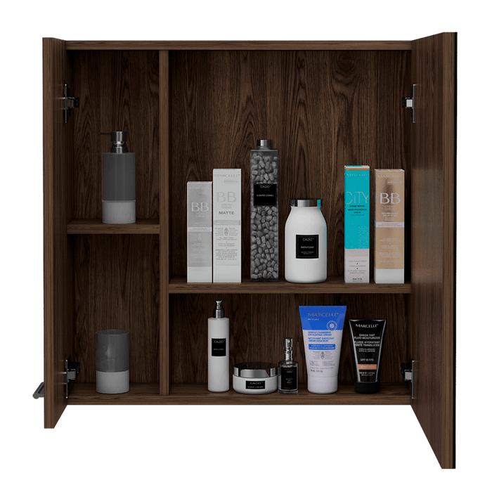 Gabinete de Baño Depp, Avellana, con Puerta Espejo y Dos Entrepaños