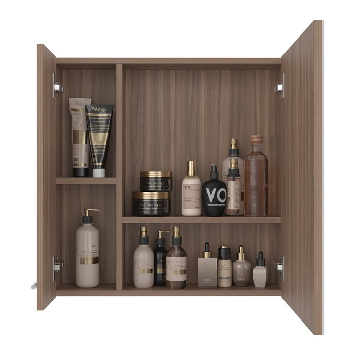 Gabinete de Baño Apolis, Avellana, con Puerta Espejo y Dos Entrepaños Para Ubicar Múltiples Objetos