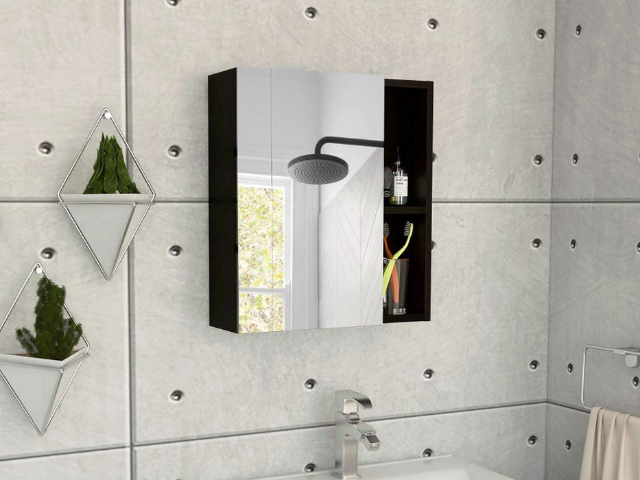 Gabinete de Baño Labell, Wengue, con Puerta Espejo y Entrepaños ZF