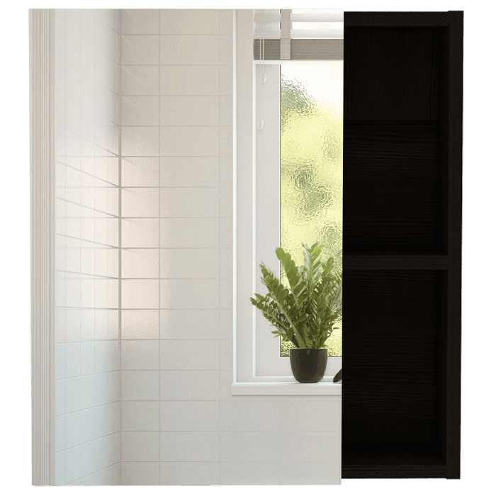 Gabinete de Baño Labell, Wengue, con Puerta Espejo y Entrepaños ZF
