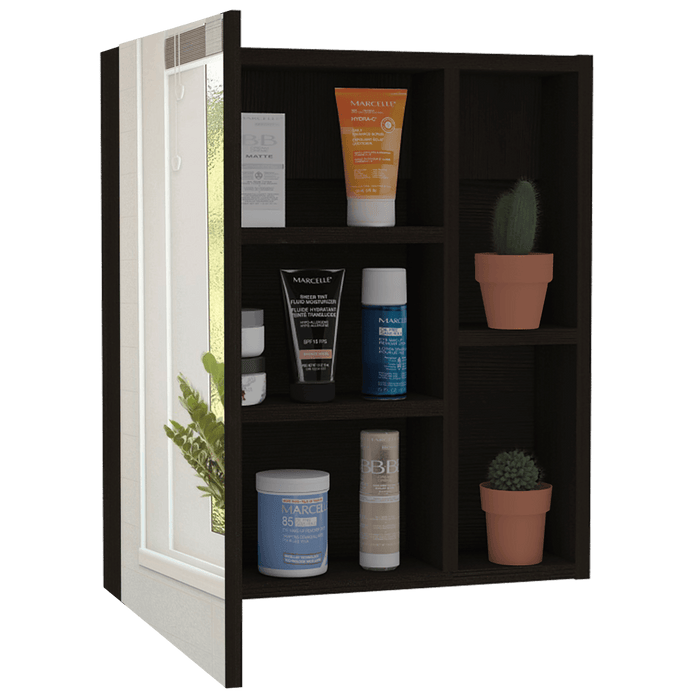 Gabinete de Baño Labell, Wengue, con Puerta Espejo y Entrepaños ZF
