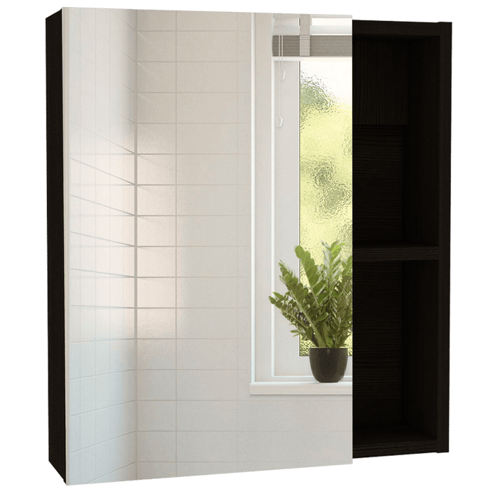 Gabinete de Baño Labell, Wengue, con Puerta Espejo y Entrepaños ZF