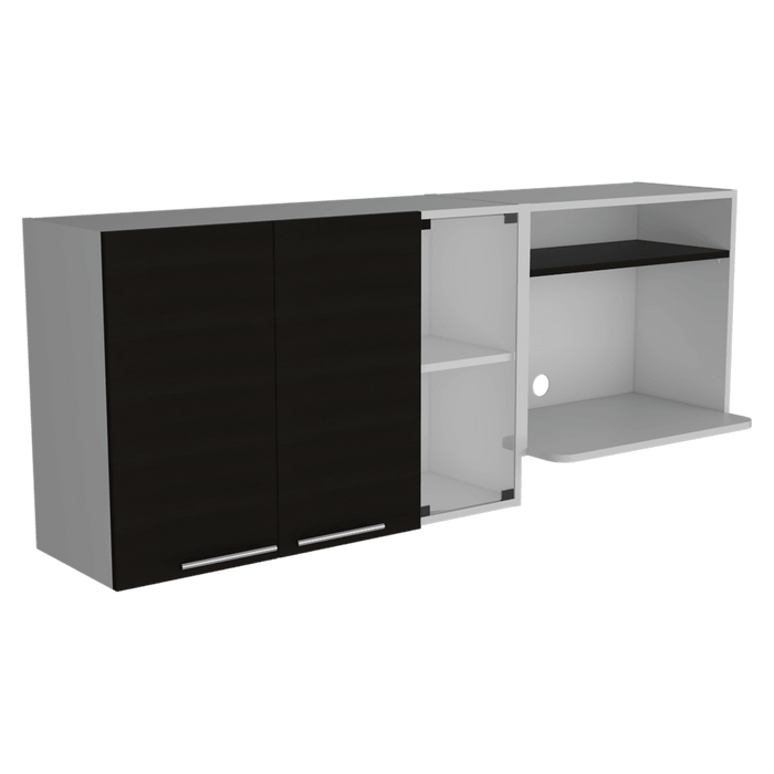 Gabinete Superior Viltex, Wengue y Blanco, Incluye Locero y Portavasos