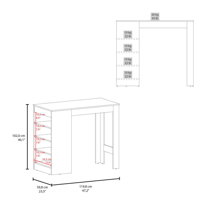 Barra Auxiliar de Cocina Greer, Wengue, con espacio para ubicar objetos de cocin ZF
