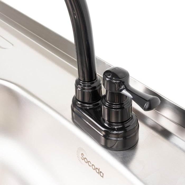 Gabinete Inferior Cantabria, Roble Gris, con dos Puertas Abatibles- Mesón Izquierdo y Grifería ZF