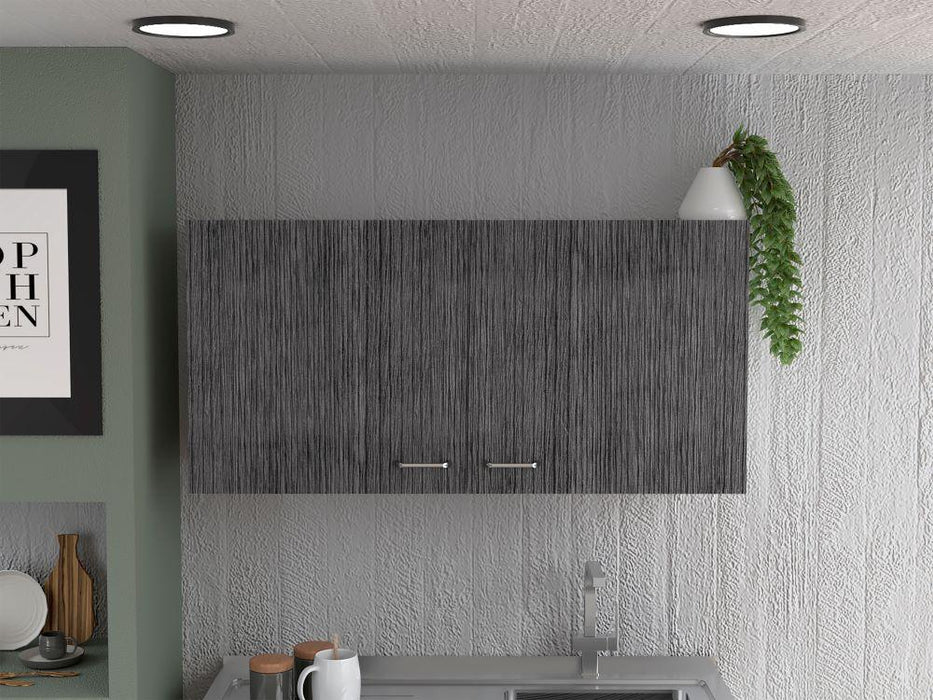 Gabinete Superior Cantabria, Blanco Perla y Gris, con Dos Puertas Batientes ZF