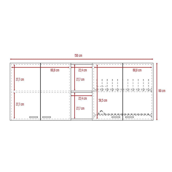 Gabinete Superior Estrella, Wengue, con cuatro puertas batientes ZF