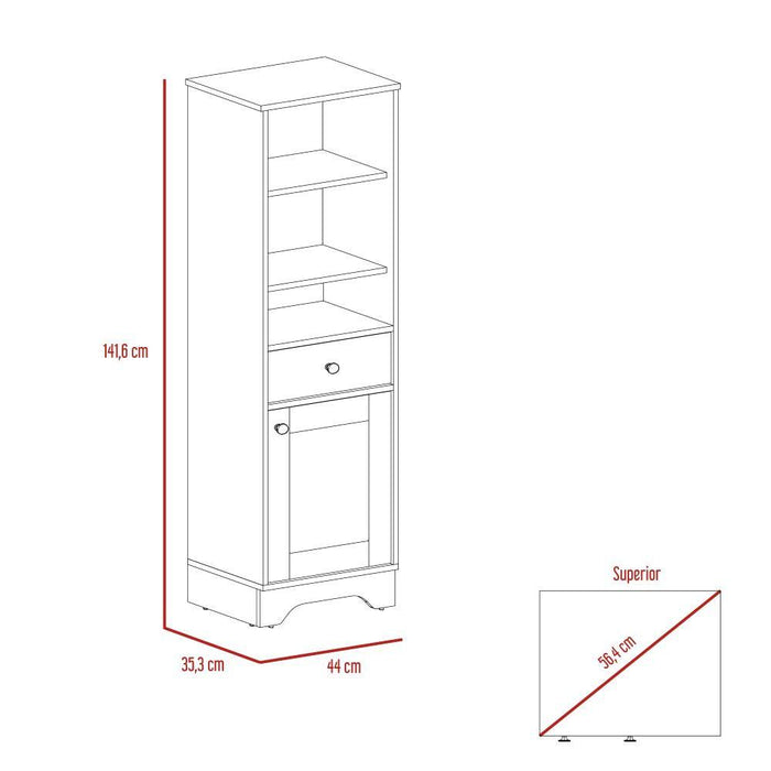 Gabinete de Baño Aqua 2, Blanco Perla y Café Claro, con Variedad De Entrepaños
