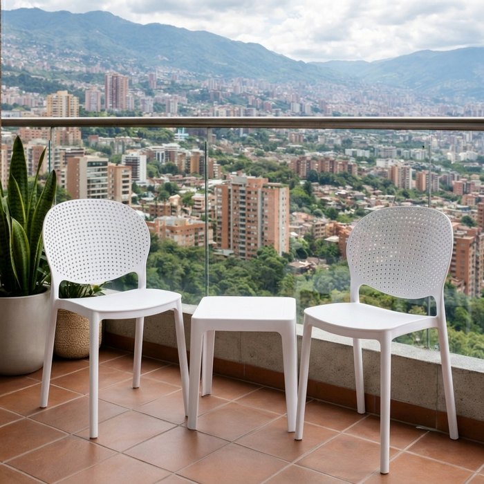 Silla Florida, Color Blanco, con Espaldar y Diseño Moderno