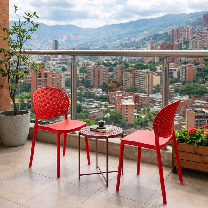 Silla Florida, Color Rojo, con Espaldar y Diseño Moderno