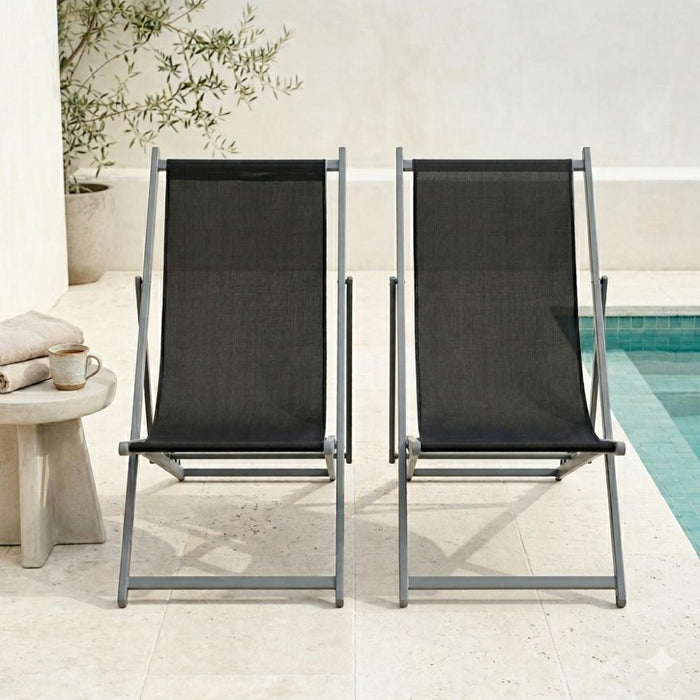 Silla Plegable Reclinable Kenya, Negro, con Tres Posiciones