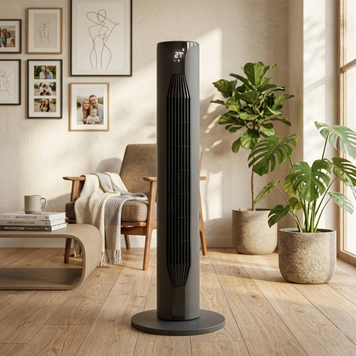 Ventilador de Torre Zenin 36, Negro, con Temporizador Incluye Control Remoto