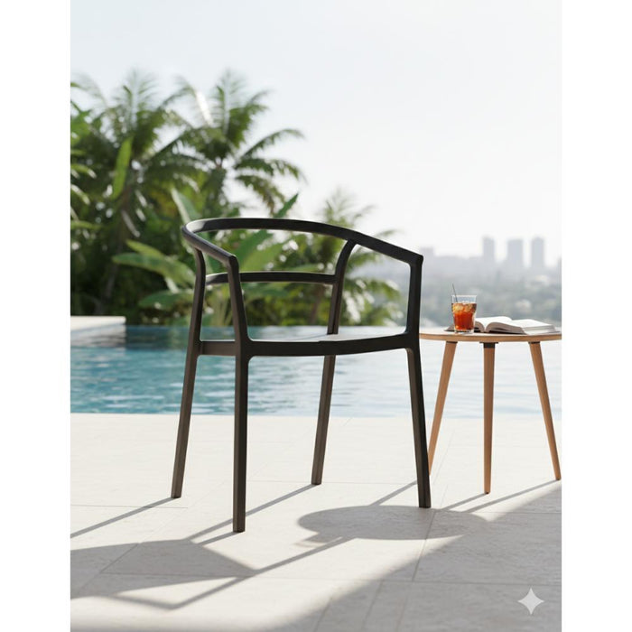 Silla Porto, Negro, Con espaldar minimalista y diseño Moderno