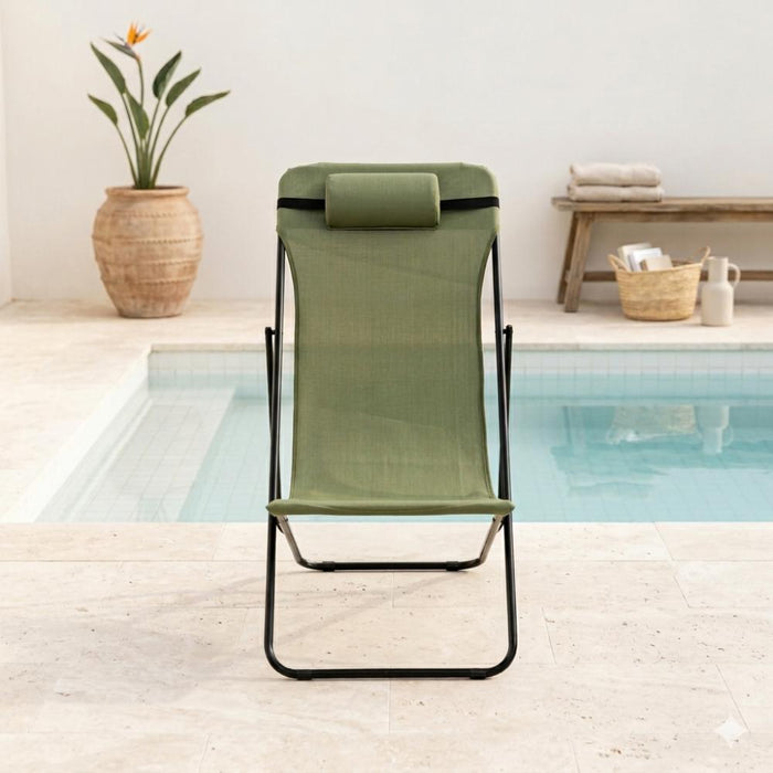 Silla Plegable Reclinable Zambia, Verde, con Tres Posiciones