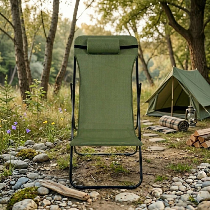 Silla Plegable Reclinable Zambia, Verde, con Tres Posiciones