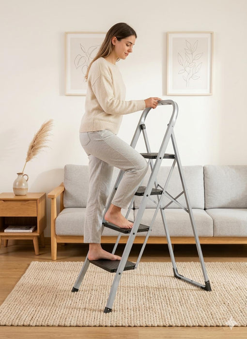 Escalera Tubular Natura, Negro, Plagable de 4 Niveles