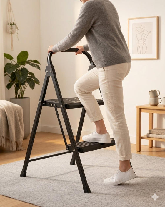 Escalera Tubular Andes, Negro, Plagable de 2 Niveles