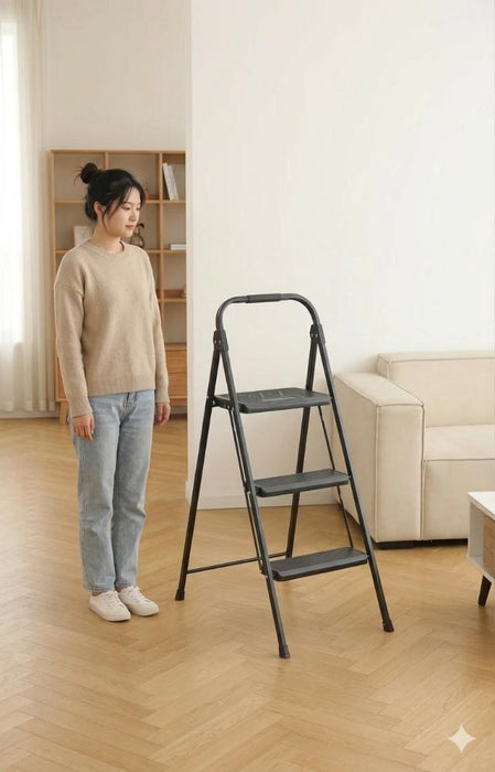 Escalera Tubular Alba, Negro, Plagable de 3 Niveles